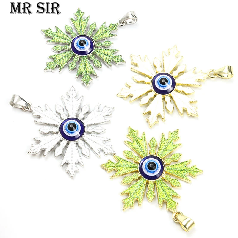 

1pc Snowflake Turkish Evil Eye Enamel Charms Blue Eyes Alloy Pendant Lucky Jewelry Findings Making DIY Necklace Accessories Gift
