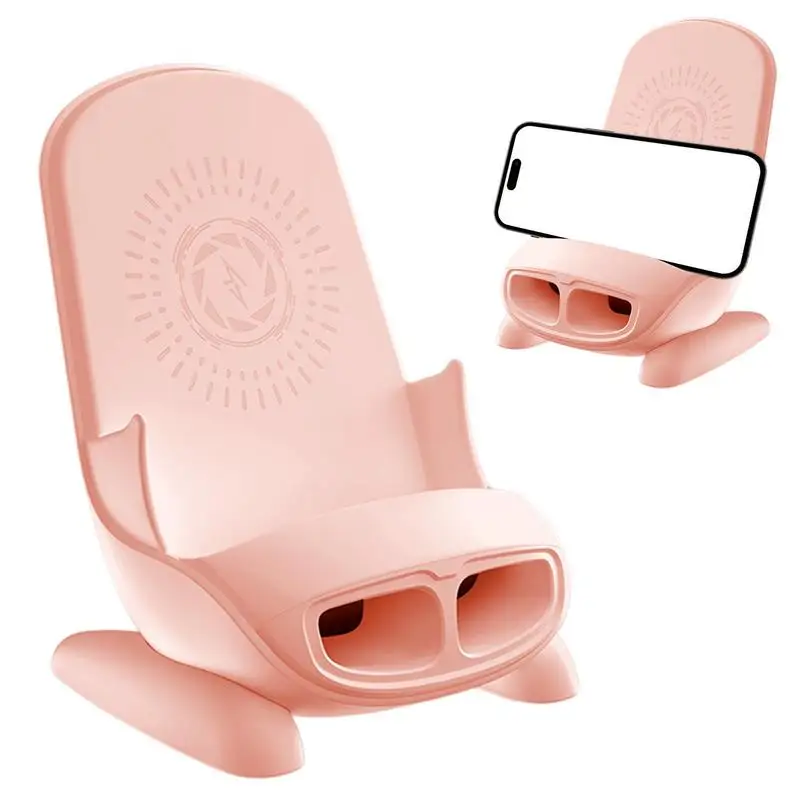 

Phone Holder For Wireless Charging 2 In 1 Charger Station Fast Charge PA Function 15W Usb Port Chair Shape Phone Desk Charger