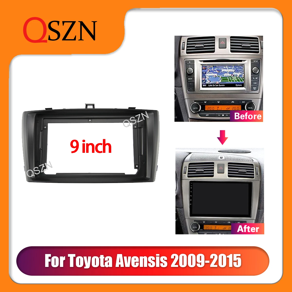 

QSZN 9Inch Car Frame Fascia Adapter For TOYOTA AVENSIS 3 2009-2015 Stereo Panel Dashboard Kit Installation 2 Din New