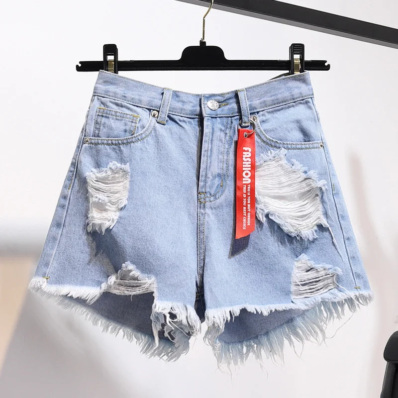 Blue Denim Shorts Women's Summer High Waist Loose Short Pants Korean Fashion Sexy Girl All Match Hot Pants Jean Wide Shorts 2023