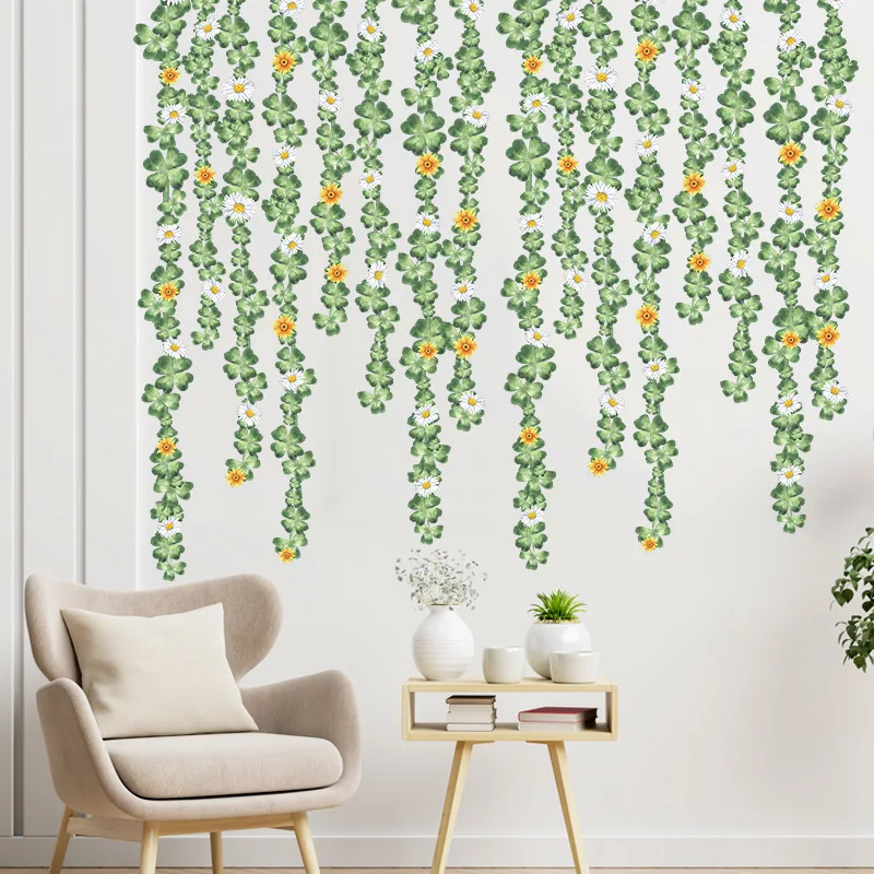 

Зеленые виноградные лозы, цветы, наклейка на стену, домашний декор, цветы, украшение, спальня, девушка, самоклеящиеся обои