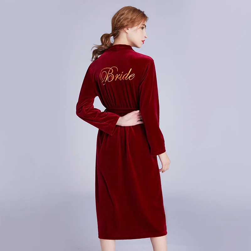 

Wholesale custom women's luxury red nightgown sexy velvet robe for women