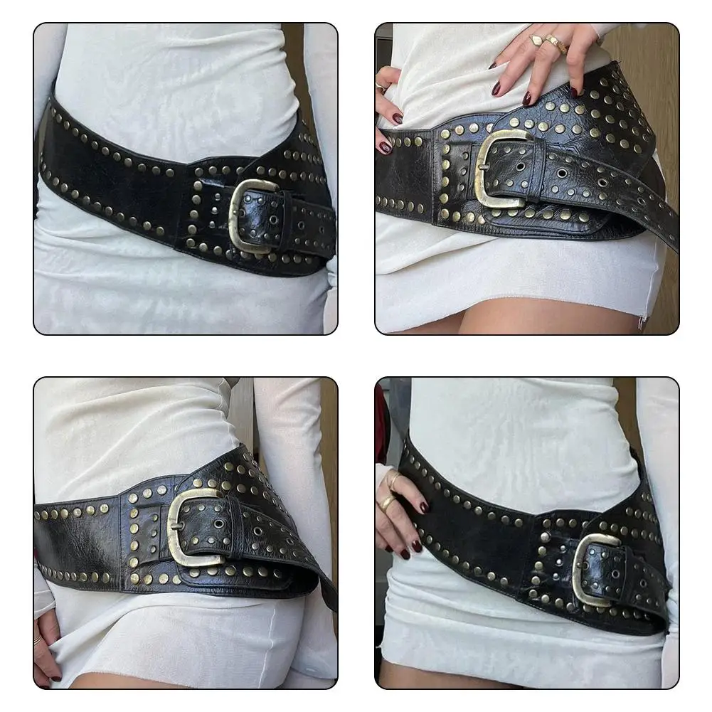 

Vintage Punk Style Asymmetric Belt Fashion Rivet Stitched Leather Belt For Women Gothic Streetwear PU Waistband Clothing De B8T3