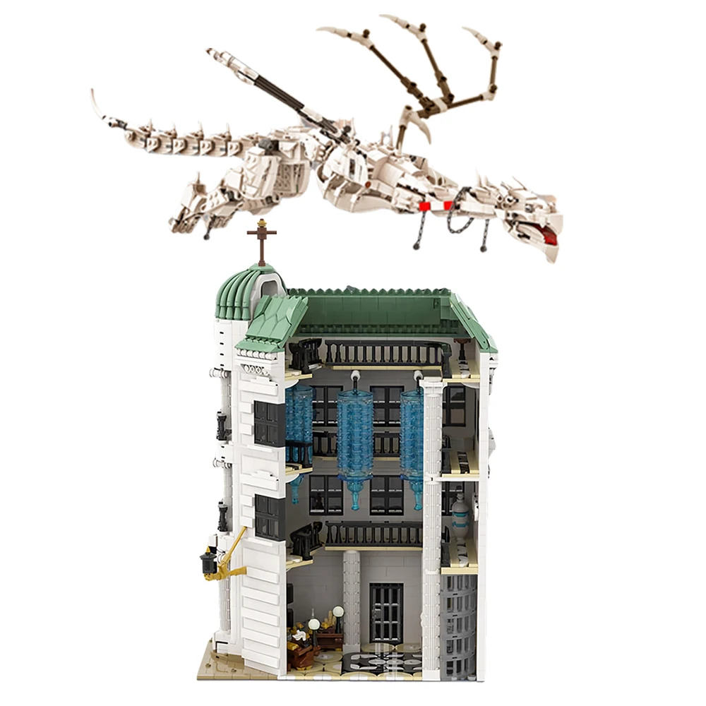 MOC школьные Волшебники-гринготт-из строительных блоков модель MOC-93152 травяного