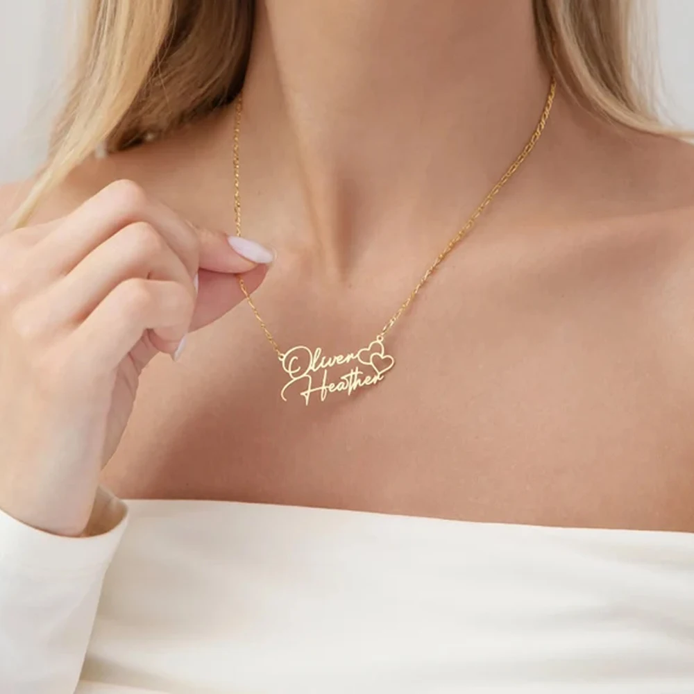 Индивидуальное ожерелье Haiyufly с именем на заказ для женщин чокер сердцем цепочка