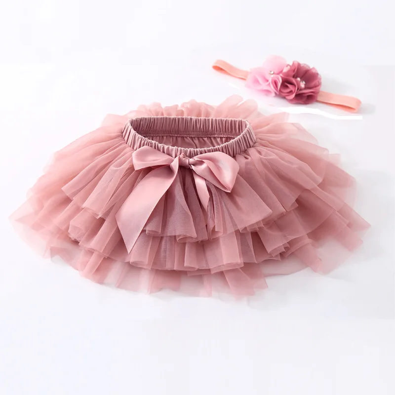 

3M-3T Baby Girl Tulle Skirt Girl Tutu Skirt for Kids Bloomers Lush Small Puffy Skits Mesh Bow With Headband Children's Clothing