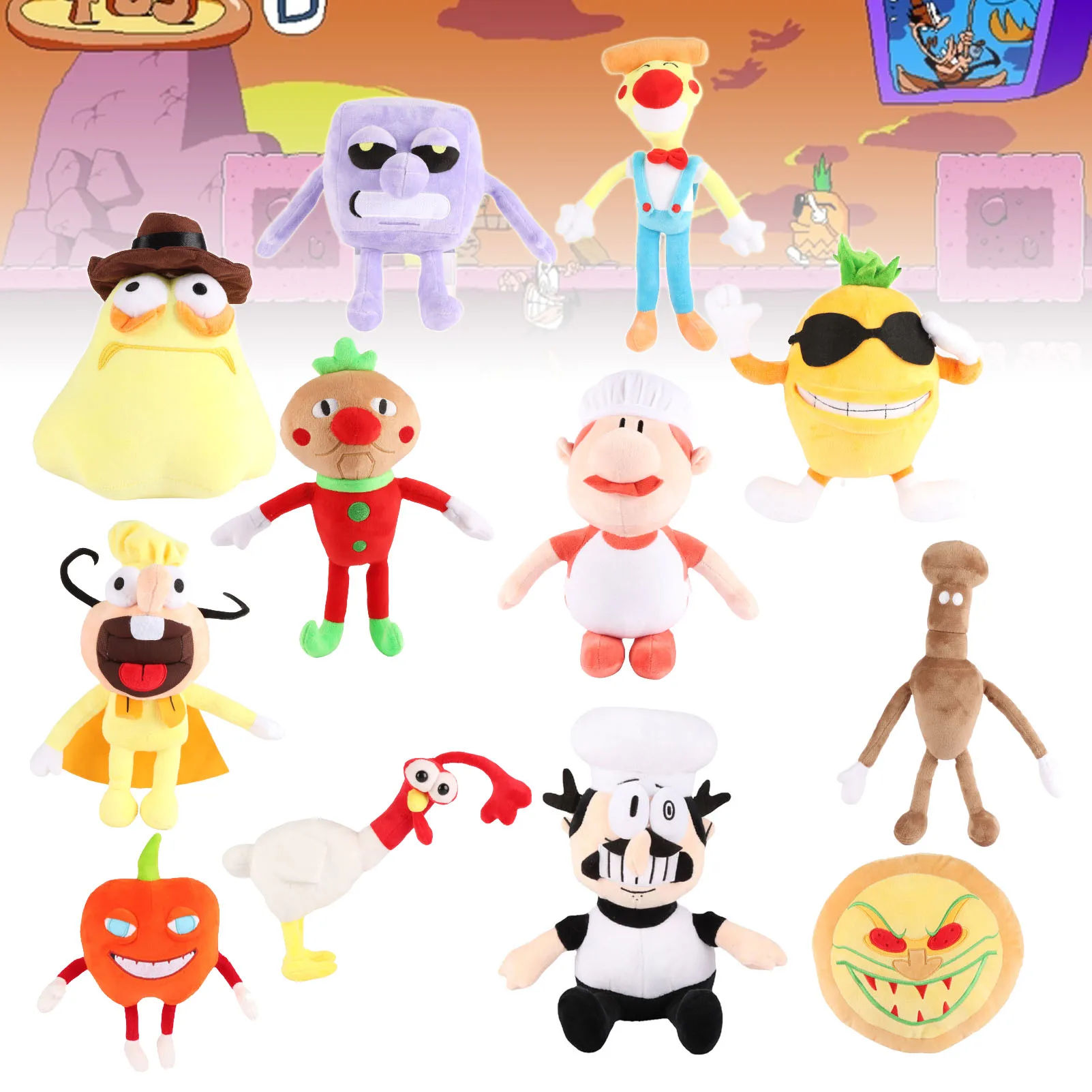 

28cm Pizza Tower Plush Toys Kawaii Pizza Tower Game Figure Dolls Kids Toys Soft Stuffed Toys Plushies Gift for Kids Fans Gamer