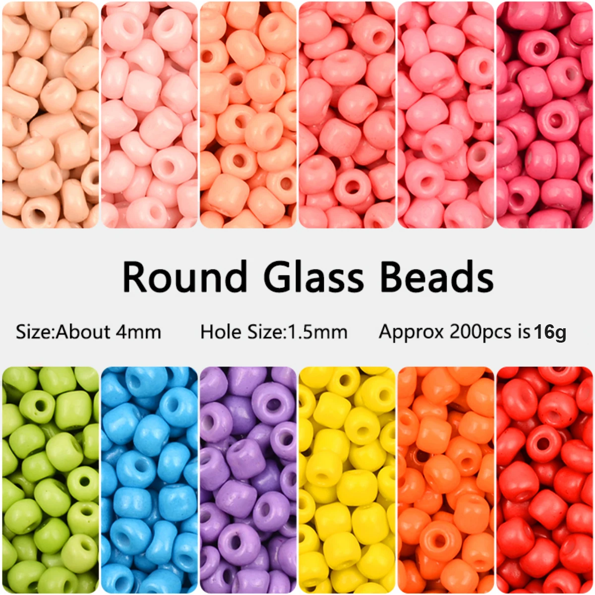 16g/lot Approx.4mm Czech Glass Solid Seed Beads DIY Bracelet Beads For Jewelry Making Accessories