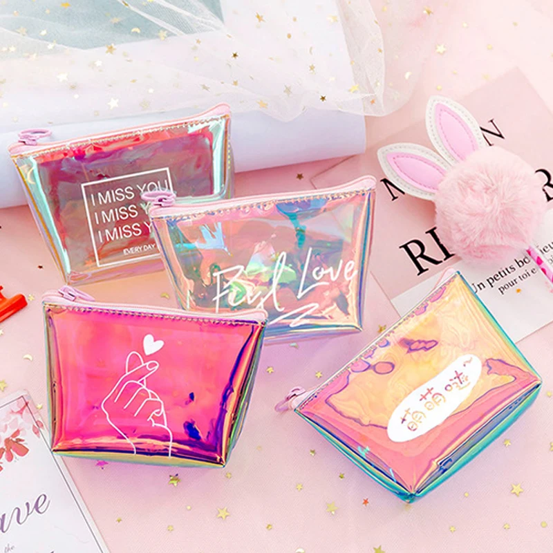 

Jelly Transparent Coin Purse Women Laser Mini Purses Holder Case Money Storage Girls Cute Wallet Money Bag Ladies Change Pouch