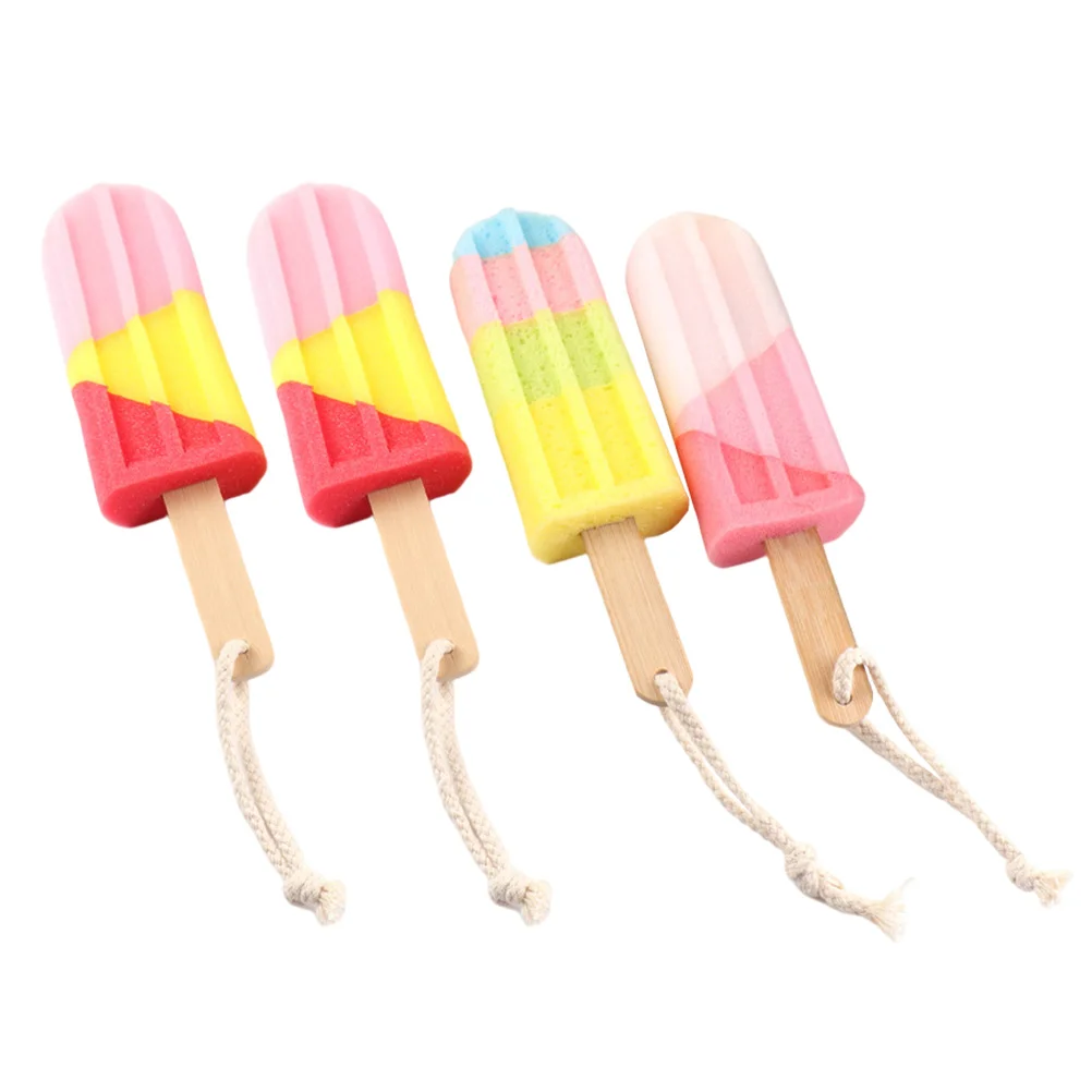 

4Pcs Comfortable Kids Shower Ice Cream Shaped Sponges Kids Bathing Accessory