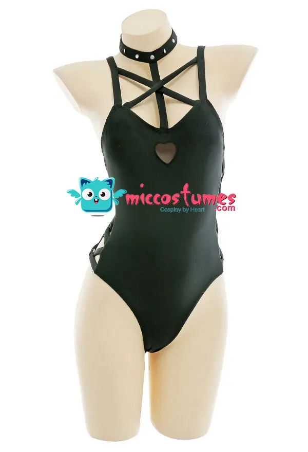 

Women Gothic Style Bathing Suit Sexy Halter One Piece Swimwear