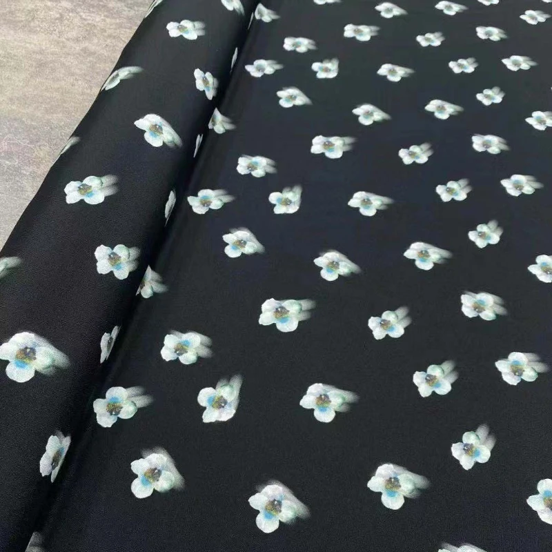 

Summer Silk Stretch Crepe De Chine Fabric for Sewing Black Dress Fashion Clothing Mulberry Silk Designer Custom Cloth New