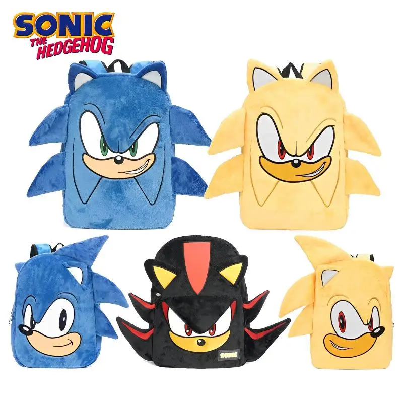 

Sonic The Hedgehog Backpack Cartoon Tails Miles Prower Students Soft Plush Bag Kawaii Metalsonic Knuckles Amy Rose Kids Pack