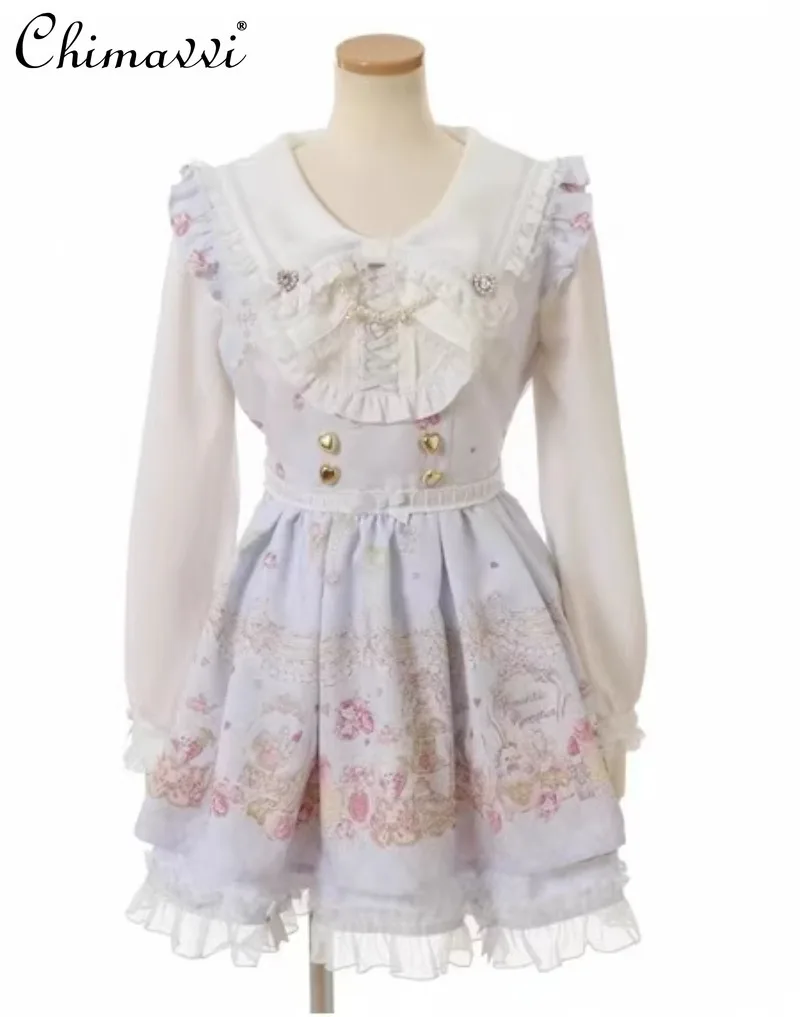 Осеннее платье в стиле &quotЛолита&quot с длинным рукавом и изображением мультяшного