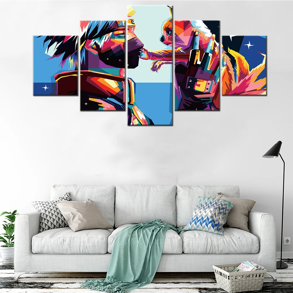 

5 Pieces Canvas Art Theme Ninja Kakashi Cat Anime Abstract Poster Canvas Paintings Decor For Modern Home Wall Prints Picture