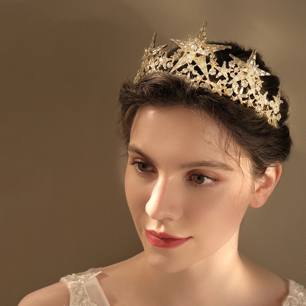 Efily Свадебная Хрустальная круглая корона роскошная диадема головной убор