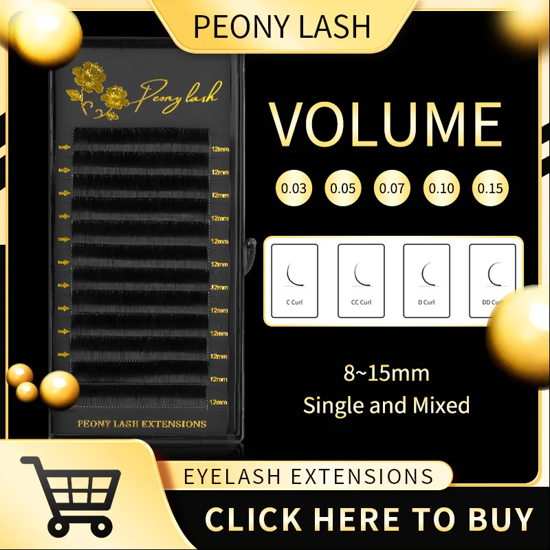 

PEONY LASH 0.03-0.20 Thick C CC D DD Curl 8-15mm Eyelashes Extension Individual Lash Handmade Natual Mink Professional Makeup