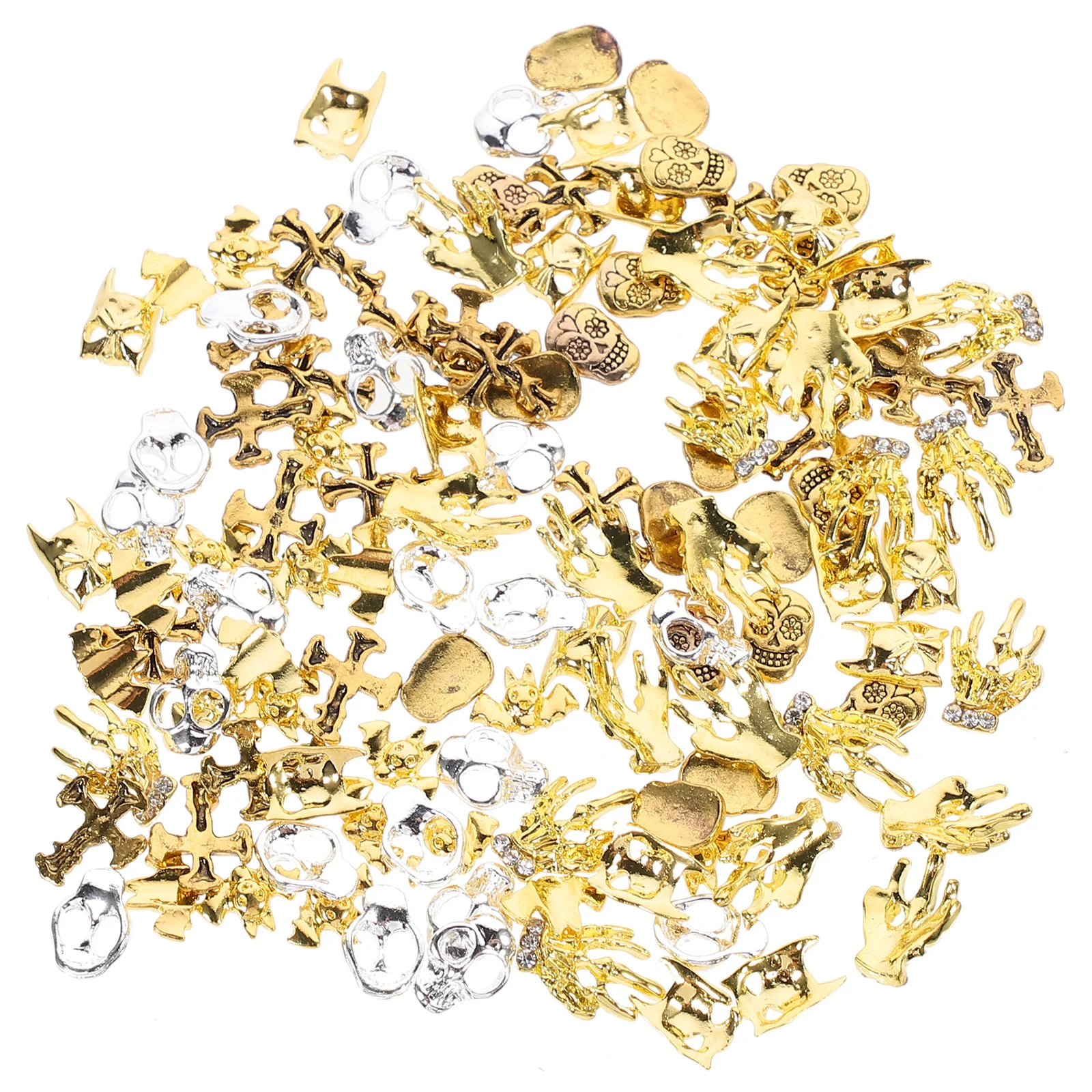 

Nail Charms Rhinestonesskull Decals3D Gothic Studs Andnails Gold Goth Stickers