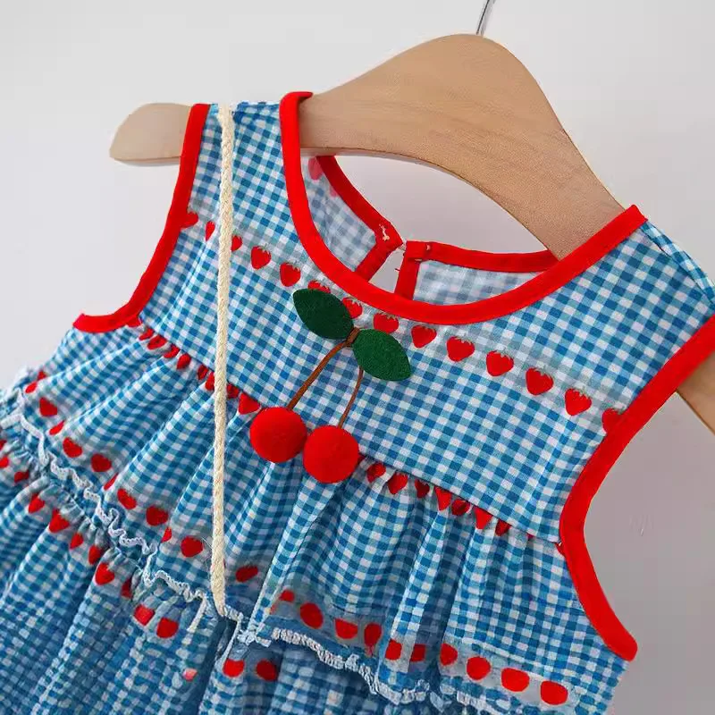 Летняя одежда для девочек 0-3 лет платье-майка из полиэстера клетчатое платье