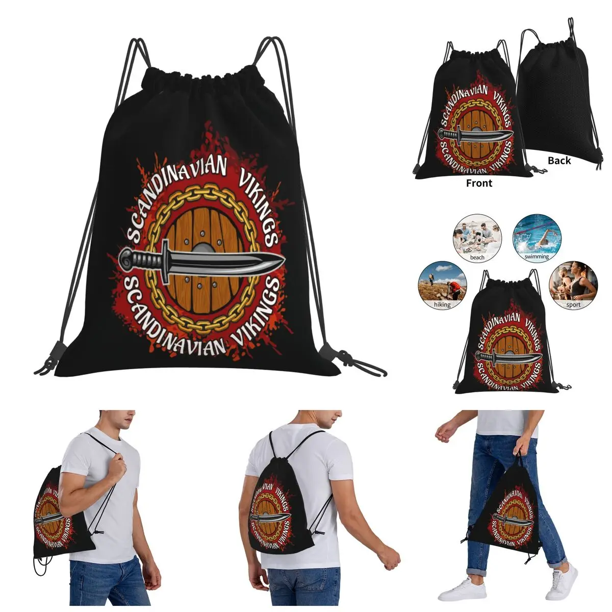 

Viking Scandinavian Viking(1) Drawstring Bags Gym Bag Graphic Cool Backpack Humor Drawstring Backpack