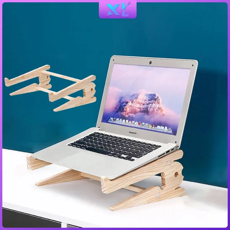 

Discount [XLife] Wood stand Laptop stand Holder Increased Height Storage Stand 2 in 1 Notebook for 10-17.6inch