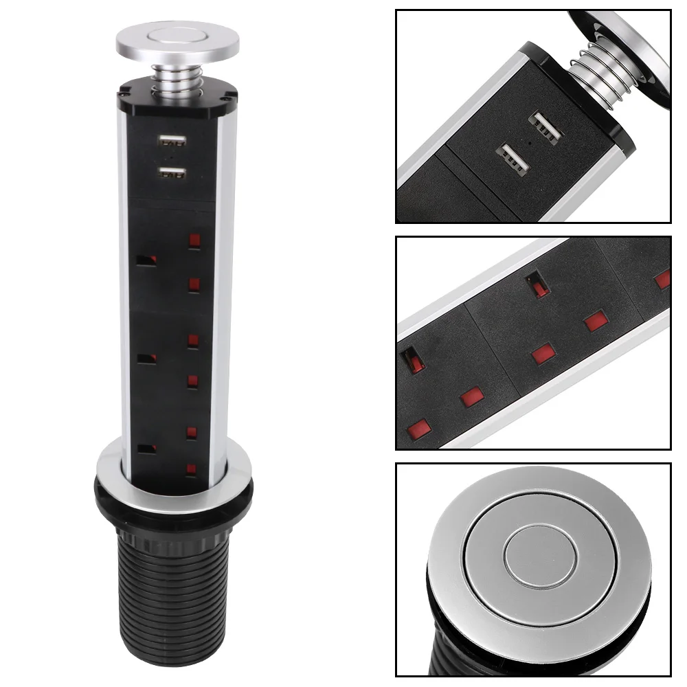 

UK & USB Ports With USB Charging Table Desktop Socket Pull Pop Up Socket Pop Up Socket UK Plug