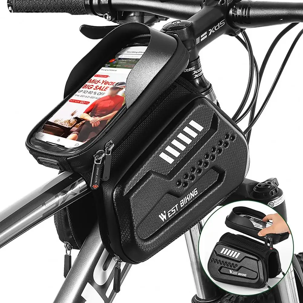 Сумка для телефона велосипедная жесткая с отверстием наушников и двойными