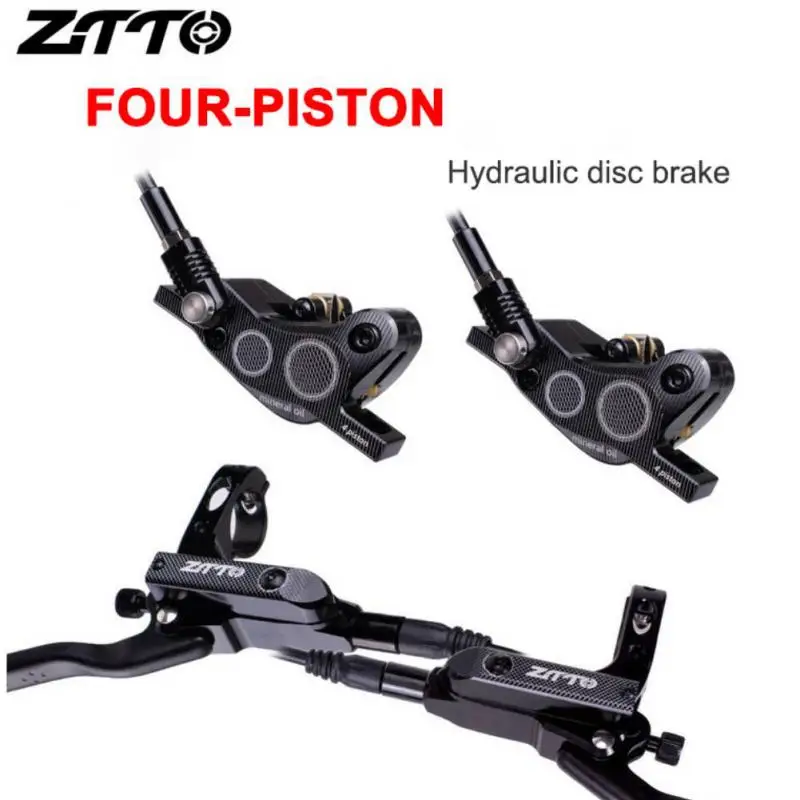 ZTTO 1 Pair Of Bike Oil Disc Brake Aluminium Alloy MTB Hydraulic Disc Brake Kit  4 Piston Hydraulic Disc Brake Kit Front Rear