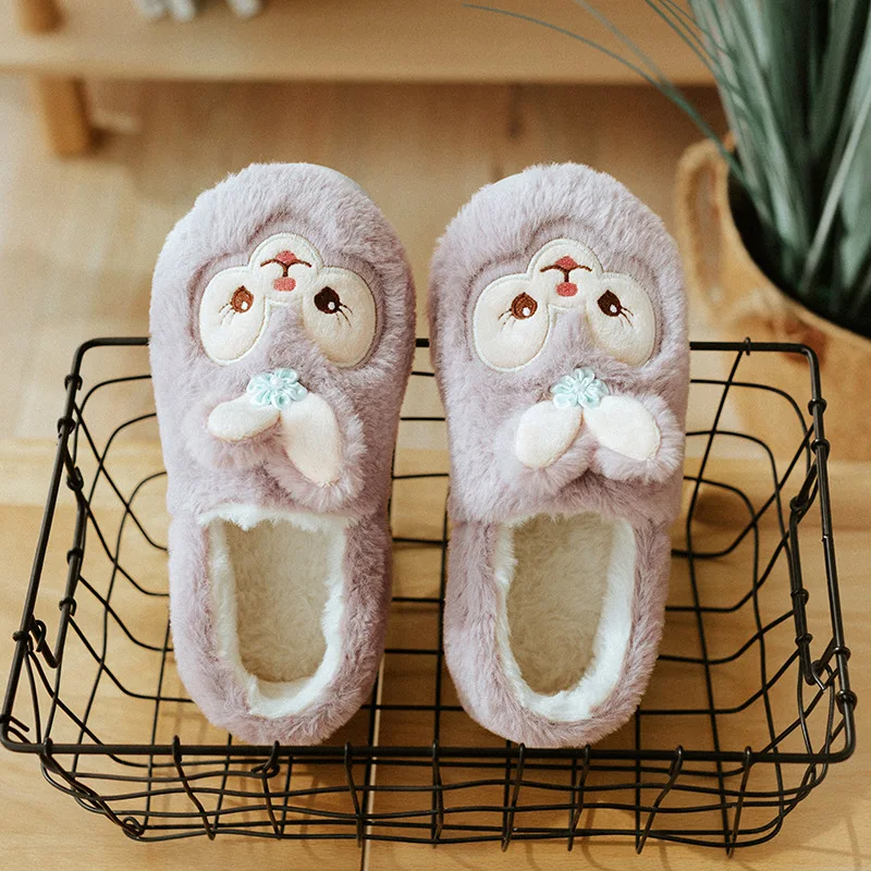

New Winter Cute Cartoon Home Shoes Autumn And Winter Warm Plush Cotton Women Slippers Light And Silent Floor Bedroom Slippers