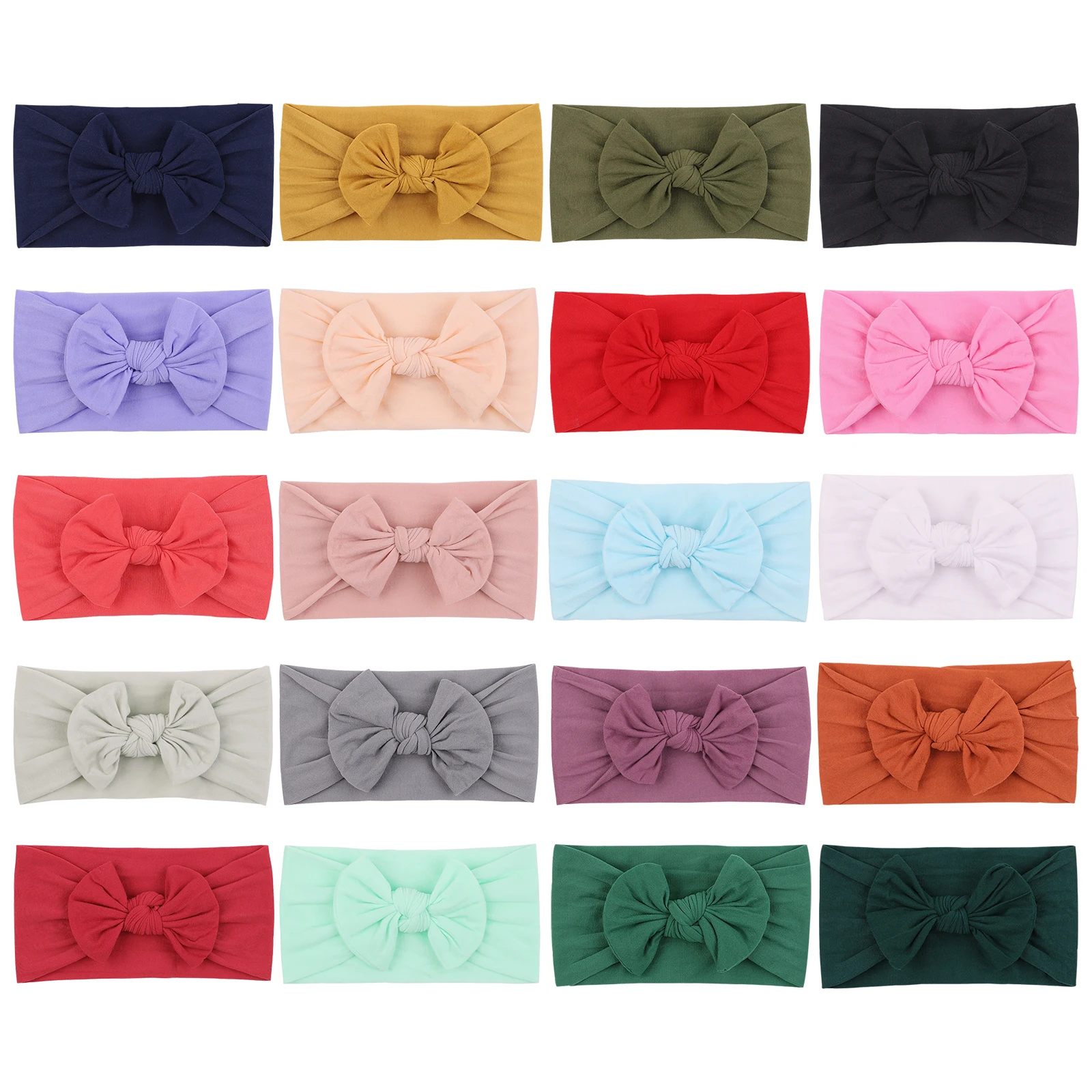 

Baby Bowknot Hairband Solid Color Broadside Headband for Kids Girls Boutique Elastic Protect Turban Headwear Hair Accessories