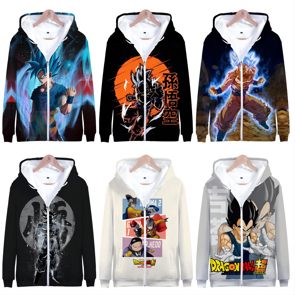 

Anime Dragon Ball Goku Sweatshirts Super Saiyan Goku Zipper Hoodies 3D Printing Men's and Women's Hooded Jacket