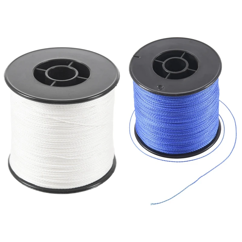 

2 Pcs 500M 100LB 0.5Mm Super Strong Braided Fishing Line PE 4 Strands, White & Blue