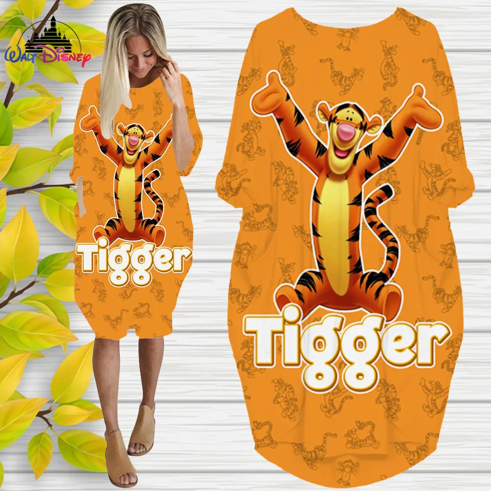 

Eeyore Disney 3D High Quality Printing Girl Trend Wild Loose Long Sleeve Over The Knee Dress Womens