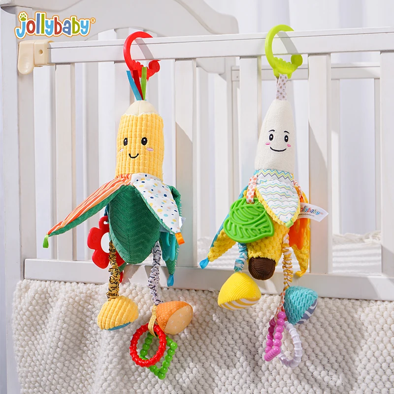 

Jollybaby Stroller Toys Baby Hanging Teething Stuffed Nursery Rattles Newborn Crochet Banana Corn Doll 2022 New Teether Juguetes