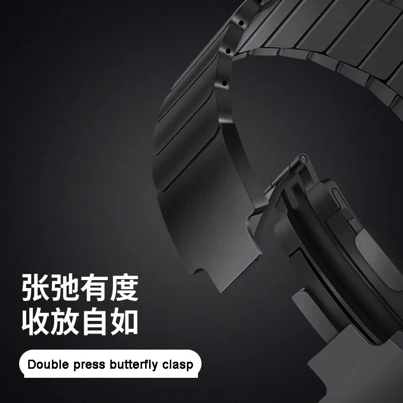 Solid Silver/ Solid Black Color Strap for Apple Watch 7 45mm 49mm Stainless Steel Smart Watch Wristband For iwatch 8 6 5 4 3 2 1