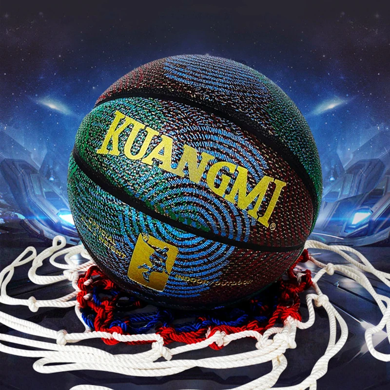 KUANGMI Camouflage Luminous PU Leather Indoor Outdoor Match Train Basketball Ball Size 7