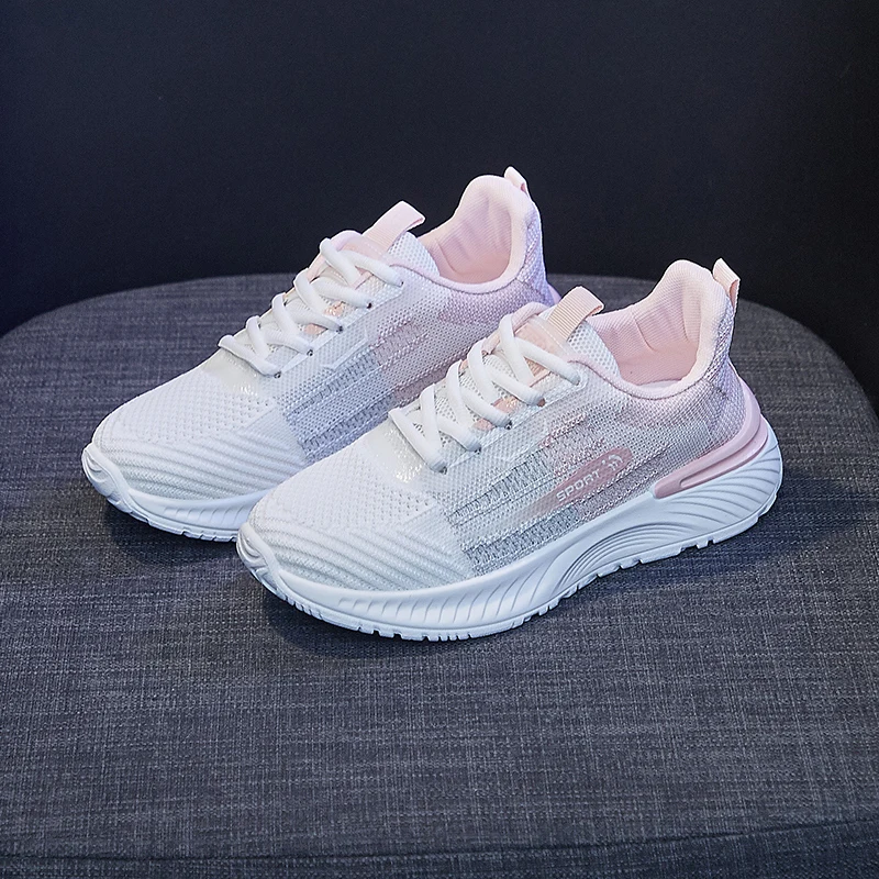 

New Women Running Shoes Outdoor Breathable Walking Lace-Up Mesh Sneakers Non-slip Footwear White Luxary Walking Jogging Tennis