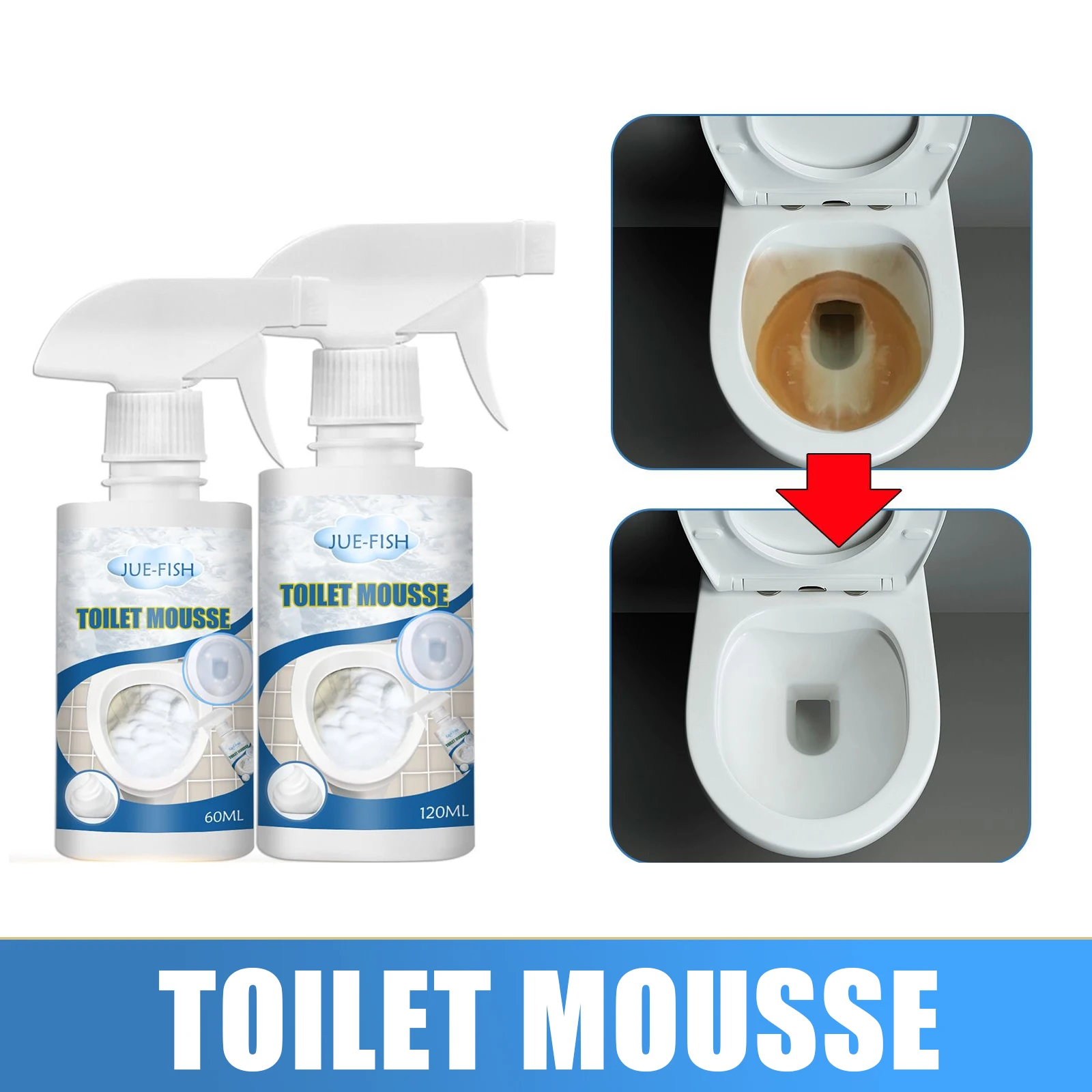 

Toilet Foam Cleaner Multipurpose Powerful Toilet Cleaning Stain Removal Dirt-proof Deodorant Toilet Cleaning Easy Operation 60ml