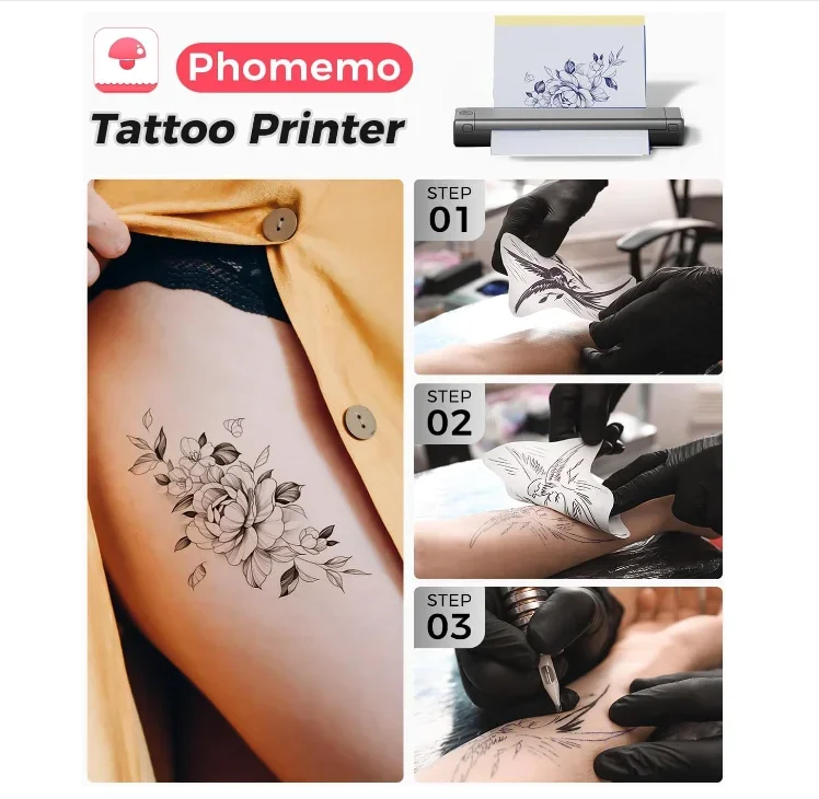 Принтер для татуировок phomemo беспроводной без чернил трафарет термокопировальный