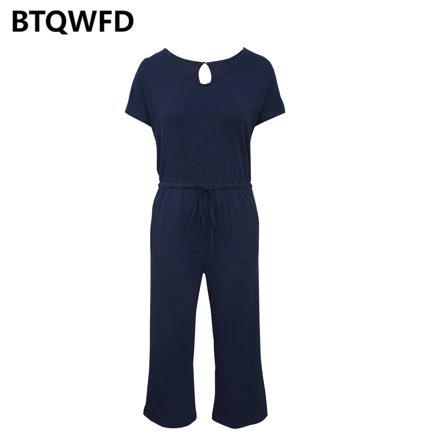 Jumpsuit Women 2022 New Romper Summer Playsuit Clothing Female Outfits Pink Knitting Short Sleeve Long Pants Fashion Green Blue