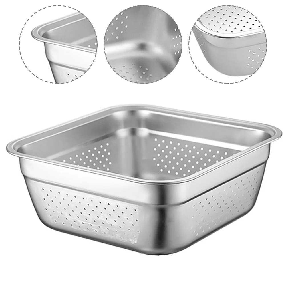 

Strainer Stainless Steel Rice Basket Vegetable Washing Basin Colander Bowl Drainer Fruit Draining Drain Washer Multifunctional