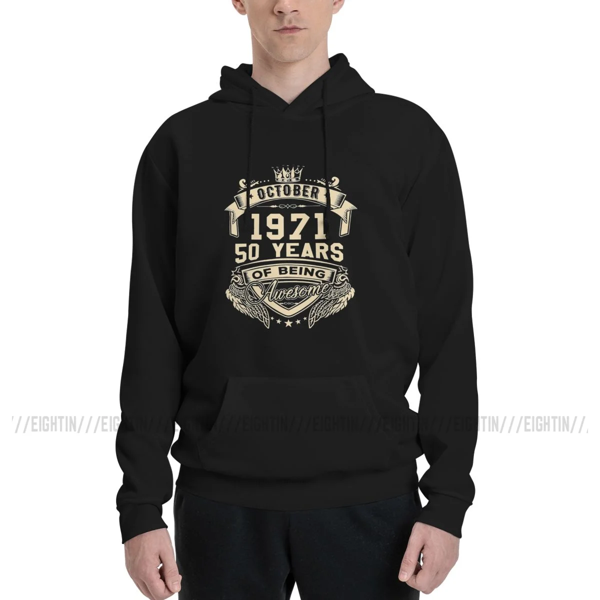 

October 1971 50 Years Of Being Men's Hooded Sweatshirts Cotton Novelty Hoodie Couple Thin Fleece Sweatshirt New Style Pullovers