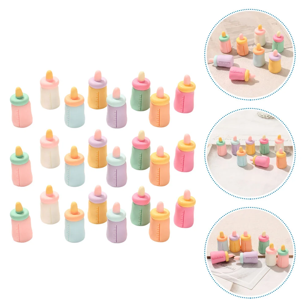 

24 Pcs Mini Simulation Feeding Bottle Baby Bottles Educational Kids Toys Small Decorate Adornment Pretend Resin Child Minihouse