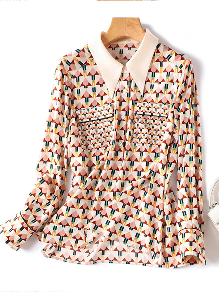 

Повседневная шифоновая рубашка с отложным воротником, свободный однобортный Топ с длинным рукавом, новинка 2023, модная женская одежда в Корейском стиле