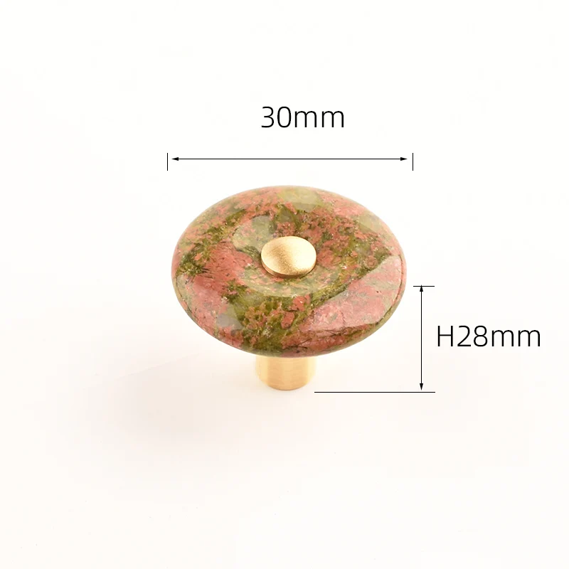 Латунные ручки для шкафов Tenchtwo с агатом, круглые