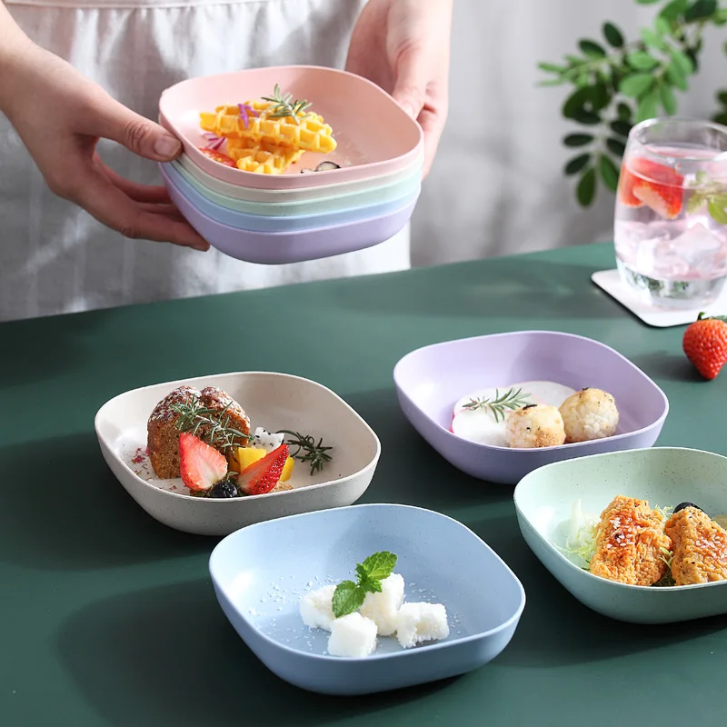 

Japanese-style Household Spit Bone Dish Creative Plastic Deepening Small Plate Square Snack Fruit Plate with Base Storage Box