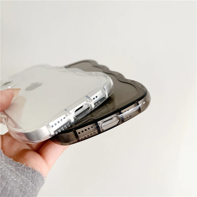 Прозрачный волнистый мягкий чехол для iPhone 14 13 12 11 Pro Max X XR XS защитный силиконовый с