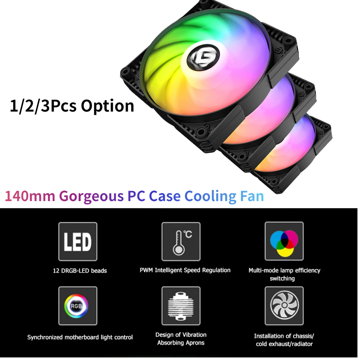 

1/2/3 шт., кулер для ASUS Microstar Gigabyte Leiser, 140 мм