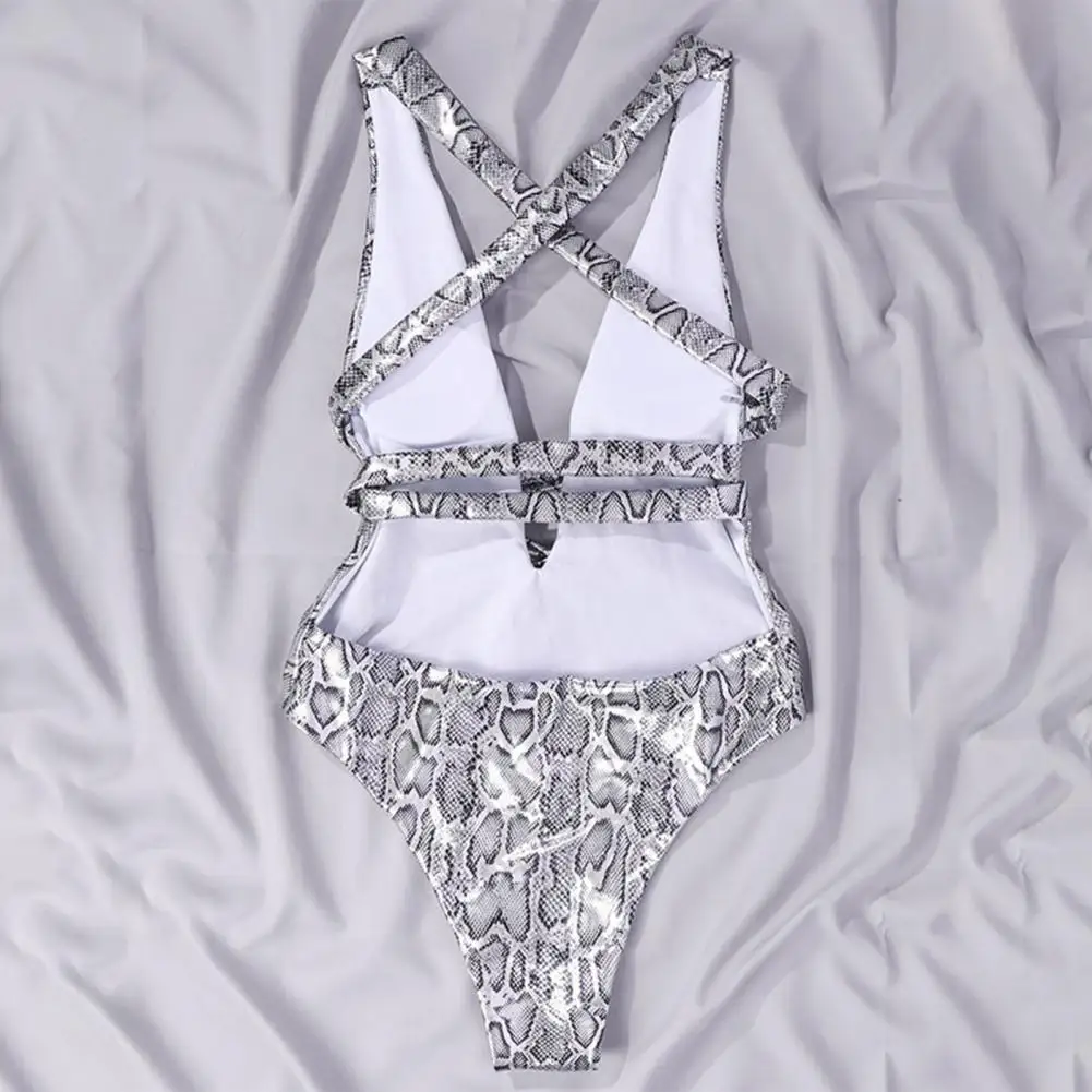 

Wrap Around Strap Sleeveless Deep V-neck One-Piece Bodysuit Swimwear for Swimming Pool