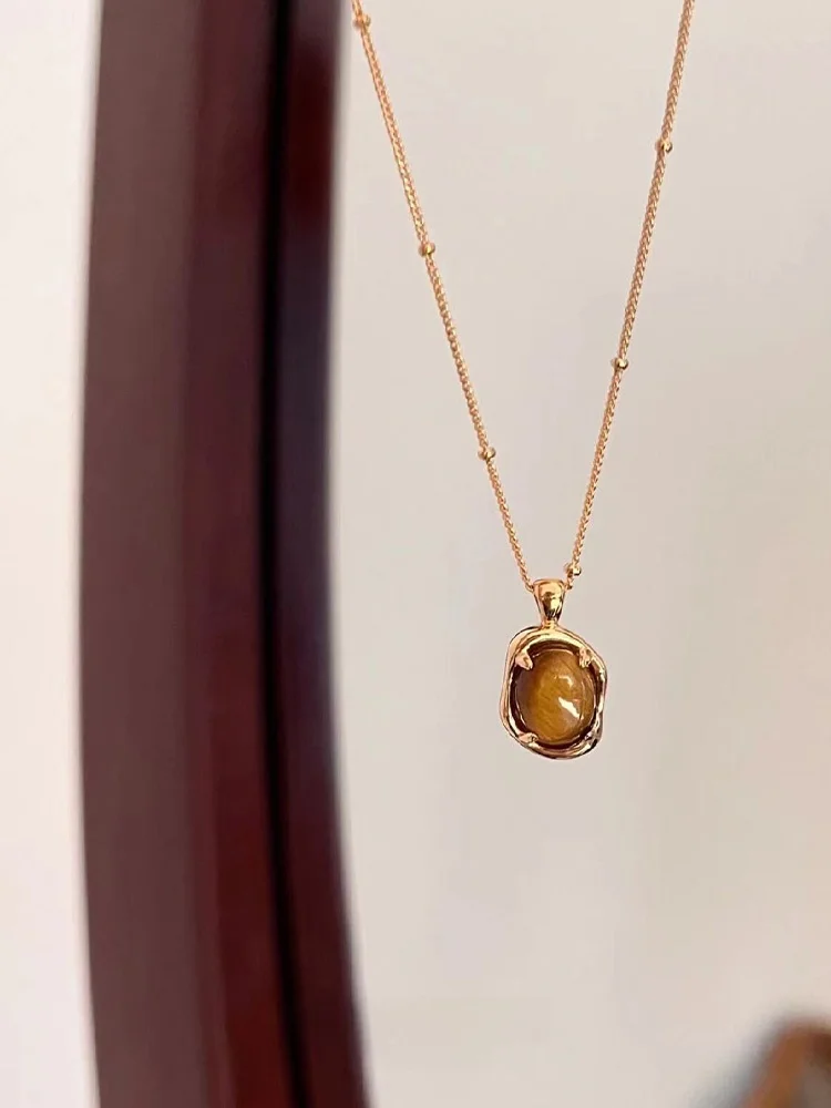 Ожерелье с подвеской из натурального камня Тигровый глаз аксессуары для женщин